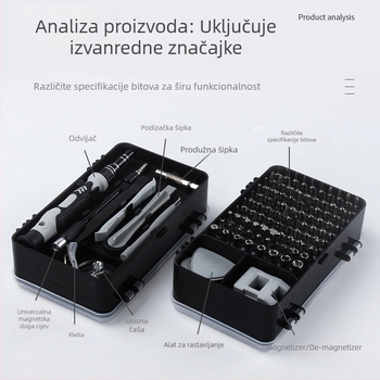 115-u-1 precizan set odvijača za satove, naočale, telefone i računala; magnetski alat od krom-vanadijevog čelika, 475 g
