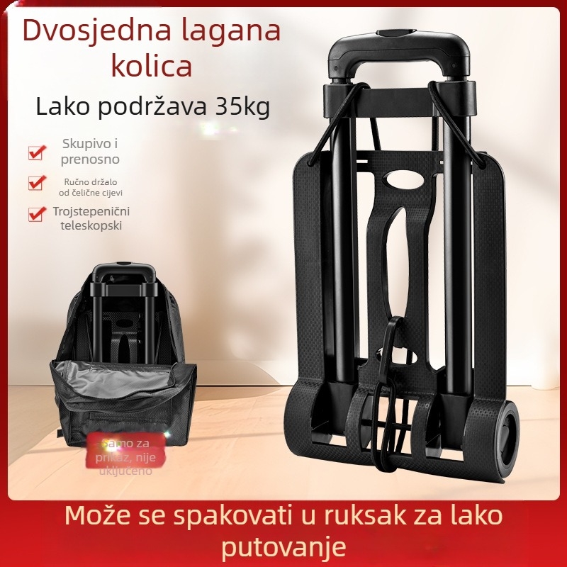 Sklopiva dvokolesna ručna kolica (ručka za vuču, prijenosna, nosivost 35 kg, plastična konstrukcija)