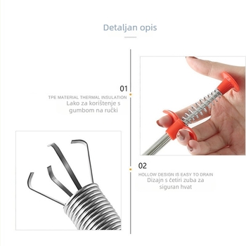 Toaletni čistač kanalizacije s četvero kandži, čelična žica, marka Yirunya, paket 250 (Brand: Yirunya; Materijal: Čelična žica; Pakiranje: 250)