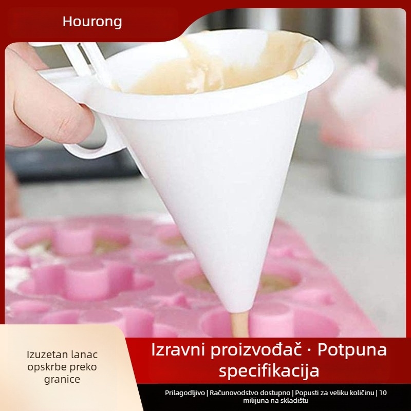 Ručni dozator za ukrašavanje torti s funnelom za glazuru i tijesto, od PP plastike, mjernom čašom, kuhinjski alat