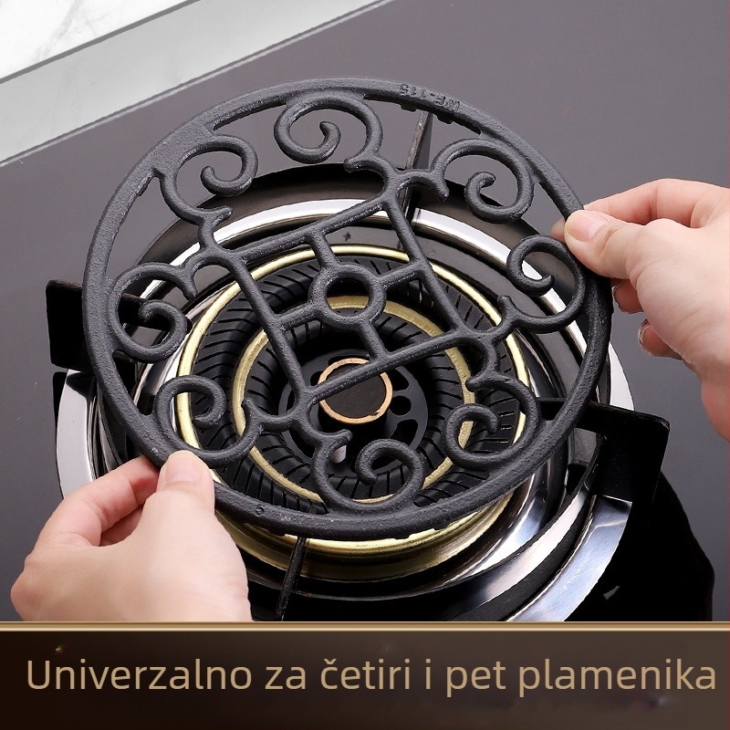 Litinasti držač za lonce za plinski štednjak, protuklizna podloga, antikni/vintage stil, univerzalna kompatibilnost