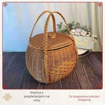PP košara za kupovinu, model W001 s uvijenim pletenja u ovalnom obliku, za povrće i voće, stil: lagani luksuz