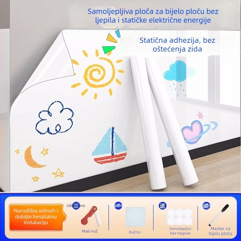 Dvostranična zidna bijela pločica s uklonjivim elektrostatikim privlačenjem, okvir PP, panel PP (Specifikacije: 1)