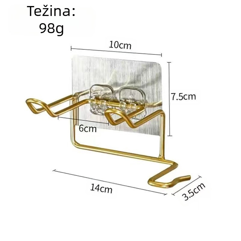 Police za sušilo za kosu u kupaonici – zidni nosač bez bušenja, nosivost 10 kg, završna obrada sprejem, model Blowing Rack