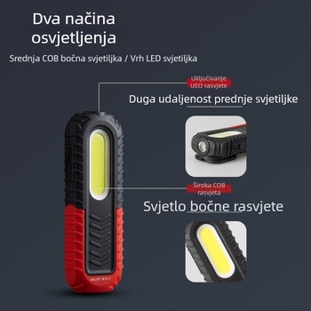 Napajana COB radna svjetiljka s magnetskom osnovom od 360° i kukom za vješanje za održavanje vozila — 10W, 3.7V, 400 lm, 6500K, model S680-Z-R