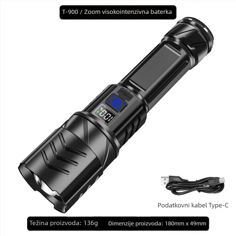 Sumeipu P900 LED ručna baterijska lampica s zumom za dugi domet, punjiva 18650 baterija, IPX4