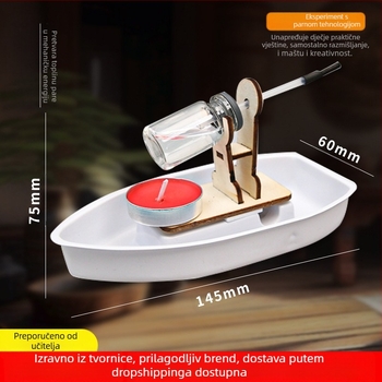 DIY model parnog broda – plastična fizička STEM igračka, ručna izrada za uzrast 7–14 godina