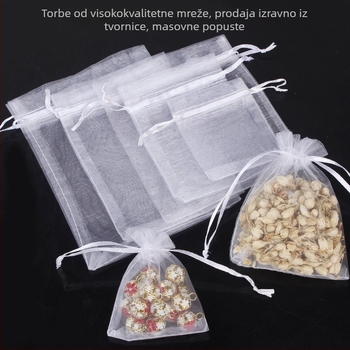 Bamida organza torbica za nakit sa šnalom, 100 komada u pakiranju