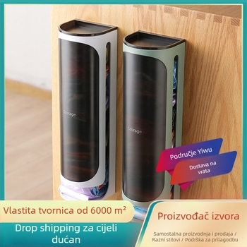 Kutija za pohranu vrećica za smeće, zidna, povlačni dizajn, s poklopcem, PP plastika, kapacitet 1 L