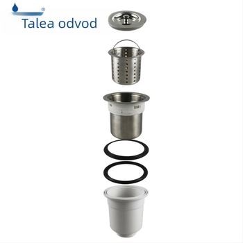 XK265 odvoda za kuhinju – Tip košara; Materijali: PP i SUS304; Dvostruka plastično-čelična konstrukcija; Promjer Ø110–114 mm