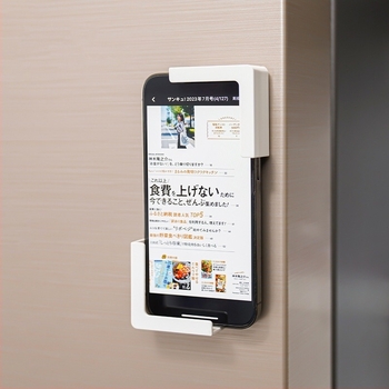Magnetski držač za telefon i tablet na zidni nosač | Materijal: ABS + disk | Moderan minimalistički stil | Namjena: kuhinja, radni stol, kupaonica, dnevni boravak