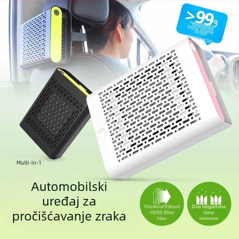 JO-6601 automobilski pročišćivač zraka s dvostrukim negativnim ionom HEPA filterom, PM2.5 i dim uklanja, CADR 22 m3/h, 12–24 V, 2,8 W, 8.000.000 iona/cm3