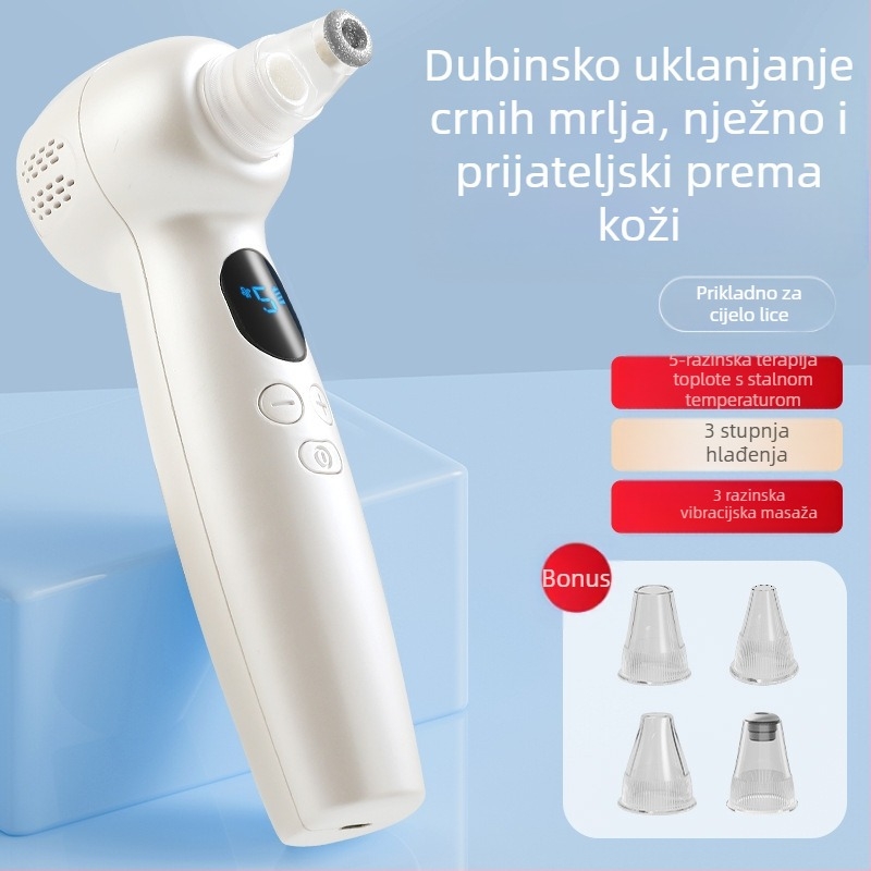 Ultrazvučni uređaj za čišćenje pora s vibracijskom masažom, hladnim i toplim kompresom, usisavanje crnih točkica i akni - Model JY-0088, ABS kućište, CE ROHS FCC, 5 stupnjeva podešenja