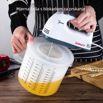 Hengjia PP plastična mjerna šalica za pečenje s poklopcem, protiv prskanja, graduirana, za kućnu upotrebu, moderan minimalistički dizajn