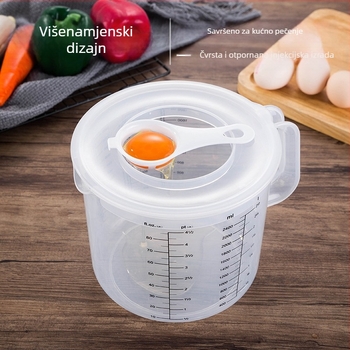 Hengjia PP plastična mjerna šalica za pečenje s poklopcem, protiv prskanja, graduirana, za kućnu upotrebu, moderan minimalistički dizajn