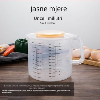 Hengjia PP plastična mjerna šalica za pečenje s poklopcem, protiv prskanja, graduirana, za kućnu upotrebu, moderan minimalistički dizajn