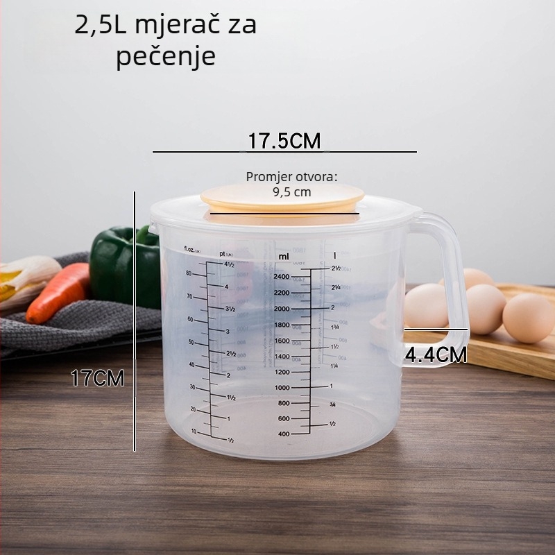 Hengjia PP plastična mjerna šalica za pečenje s poklopcem, protiv prskanja, graduirana, za kućnu upotrebu, moderan minimalistički dizajn