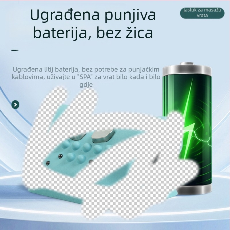 Jastučnica za masažu vrata – prijenosni električni masažer za automobil i dom, EMS mikrostruja, 2 glave masaže, 3 razine intenziteta, bežični daljinski upravljač, punjivi