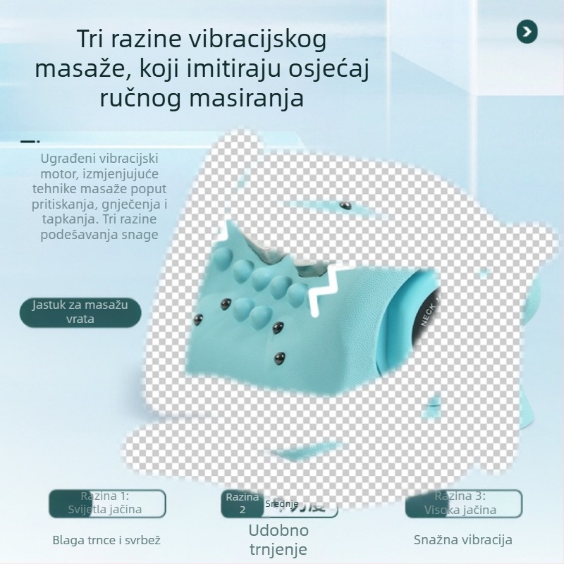 Jastučnica za masažu vrata – prijenosni električni masažer za automobil i dom, EMS mikrostruja, 2 glave masaže, 3 razine intenziteta, bežični daljinski upravljač, punjivi