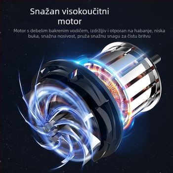 Električni brijač s rotirajućom glavom od 3 noža, brushless motor, LED zaslon, trajanje 30 minuta, maksimalna snaga 3W