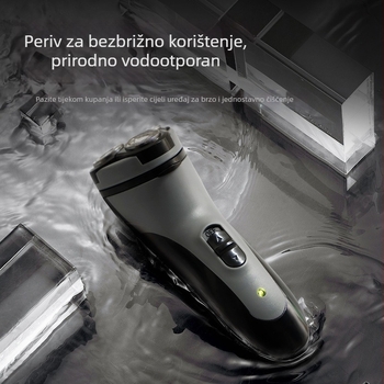Električni brijač s rotirajućom glavom od 3 noža, brushless motor, LED zaslon, trajanje 30 minuta, maksimalna snaga 3W