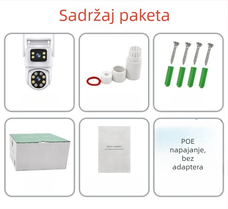 Vanjska PoE kamera za nadzor s ONVIF – 1080p, 2 kanala, noćni vid