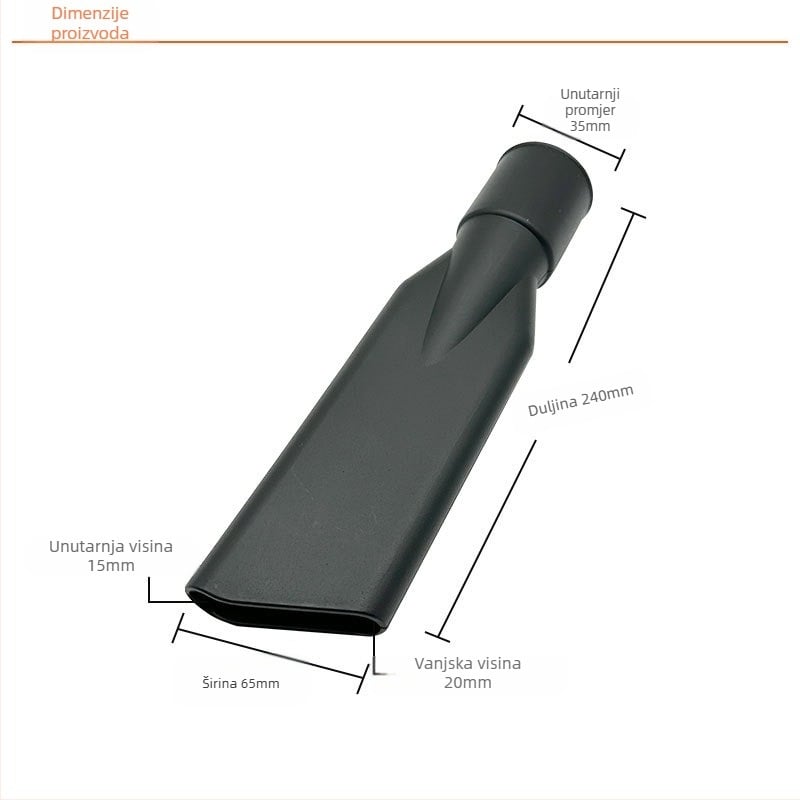 Ploški nastavak usisivača — s univerzalnim konektorom, od plastike, unutarnji promjer 35 mm, napajanje 111–240 V, pogodan za površine do 10 m²