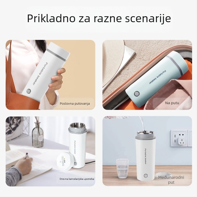 Električna šalica za vodu, kapacitet 350 ml, dvostruka napetost 110V/220V, 300W, osnovno grijanje, unutarnja stijena od 304 nehrđajućeg čelika
