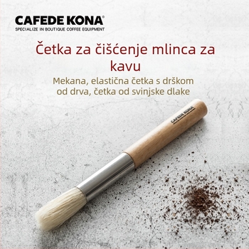 Četkica za čišćenje mlinca za kavu s drvenom drškom i dijelovima od nehrđajućeg čelika