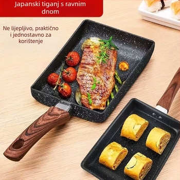 Kvadratni nepijljajući aluminijski tiganj Tamagoyaki, 3,5 cm dubina, s jednim dnom, za omletu i pržene knedle