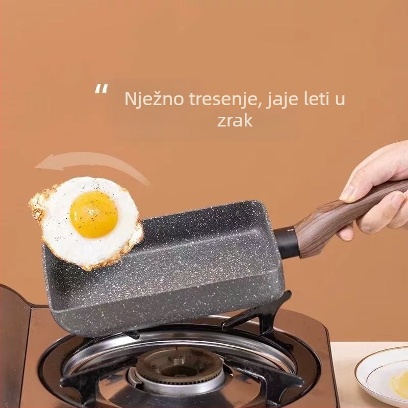 Kvadratni nepijljajući aluminijski tiganj Tamagoyaki, 3,5 cm dubina, s jednim dnom, za omletu i pržene knedle