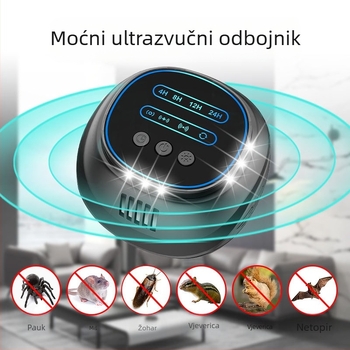 Unutarnji ultrazvučni repelent za štetočine – 360° pokrivenost, model B01, 250V, 22–65 kHz, 5W