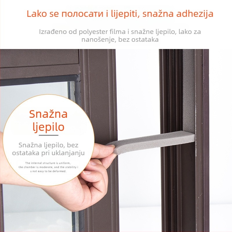 Brtvna traka za vrata i prozore – samoljepljiva pjena za zvučnu izolaciju, zaštita od udara i vjetra za staklena vrata