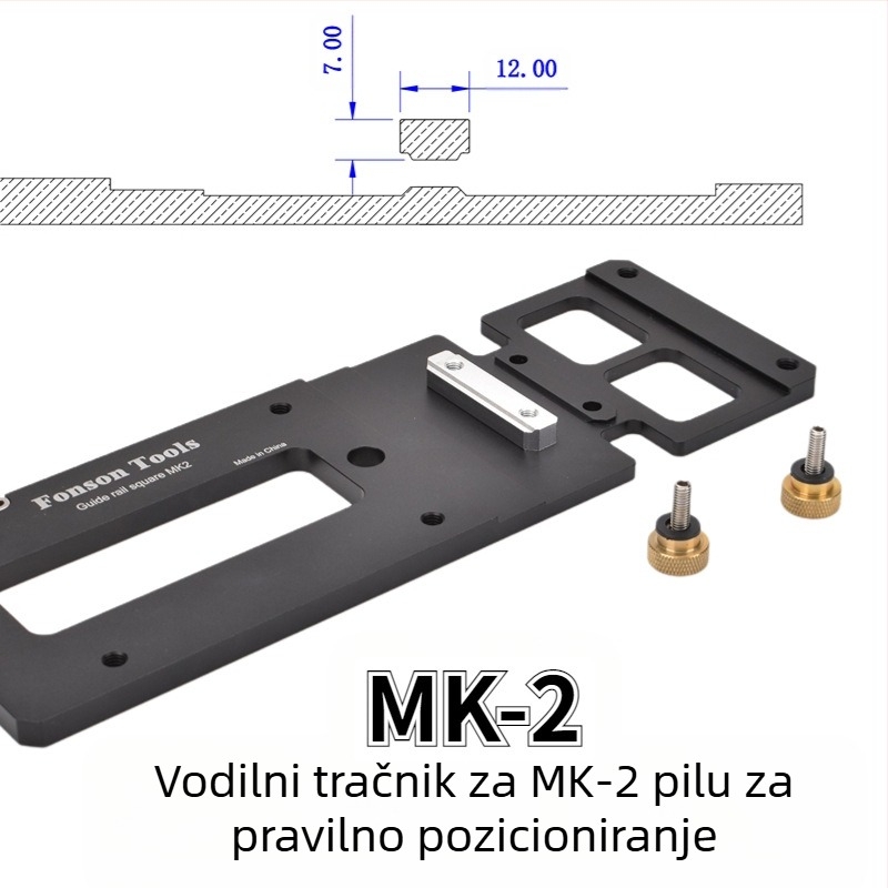 Položajna pločica s pravim kutom za vodilicu tračne pile, metal, 2 komada, Fengsen
