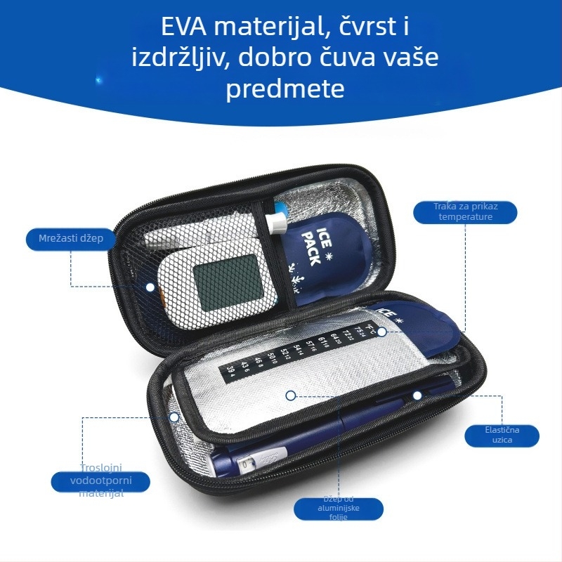 Kutija za inzulin za hlađenje, 2–8°C, prijenosna vodootporna EVA torbica za inzulin s izolacijom