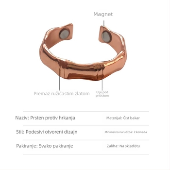 Magnetski unisex prsten, elektroplatirani metal, podesivo otvaranje
