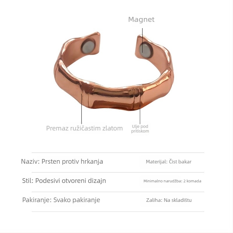 Magnetski unisex prsten, elektroplatirani metal, podesivo otvaranje