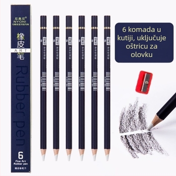 Nioni gumeno pero za skice – materijal: guma; stil: tip pera; uporaba: skice, pisanje, slikanje; težina: 50 g