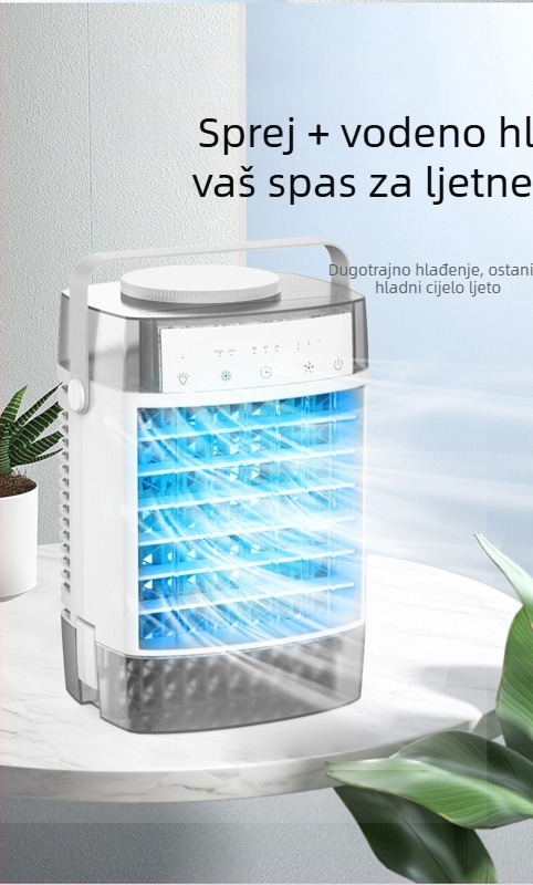 Stolni ventilator s raspršivanjem vlage i hlađenjem vodom, USB napajanje, brushless motor, 5 lopatica