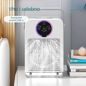 USB ventilator s raspršivanjem i vodnim hlađenjem, prijenosni stolni hladnjak, 700 ml spremnik, 3 brzine, dodirno upravljanje, bez baterije