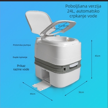 Prijenosna sklopiva toaleta, 24 L kapaciteta, za vanjsku upotrebu, RV i kućnu kupaonicu