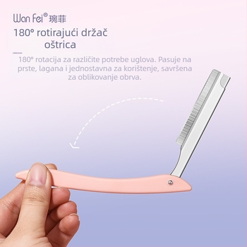 Wanfei profesionalni trimer za obrve od nehrđajućeg čelika s držačem oštrice, za početnike