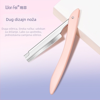 Wanfei profesionalni trimer za obrve od nehrđajućeg čelika s držačem oštrice, za početnike