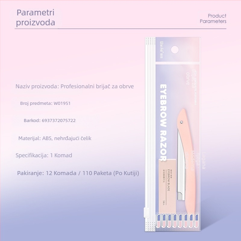 Wanfei profesionalni trimer za obrve od nehrđajućeg čelika s držačem oštrice, za početnike