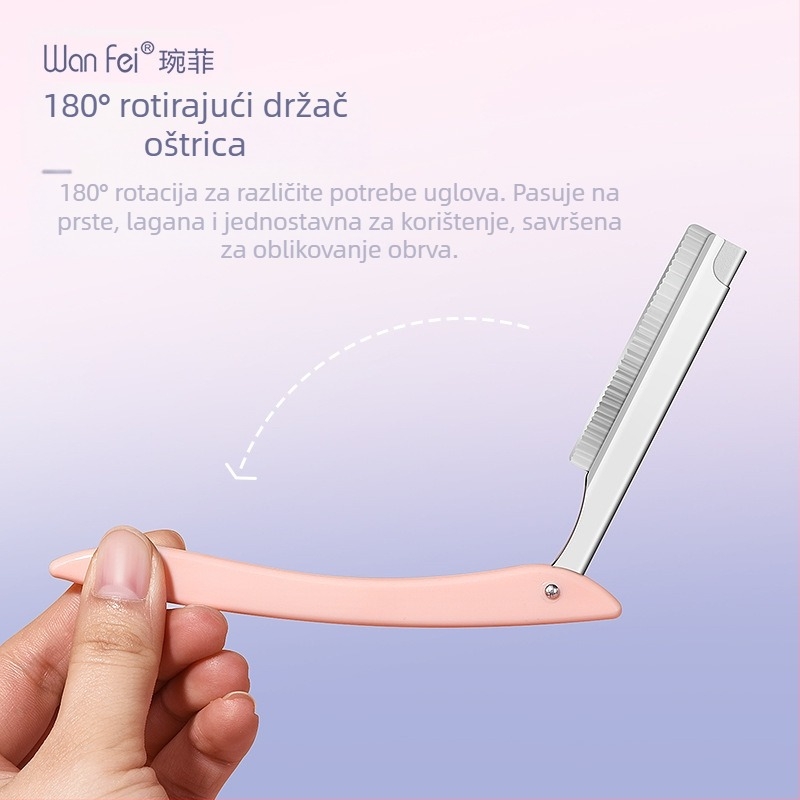 Wanfei profesionalni trimer za obrve od nehrđajućeg čelika s držačem oštrice, za početnike