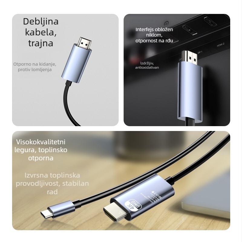 USB-C na HDMI adapter kabel s izlazom 4K60Hz za PC