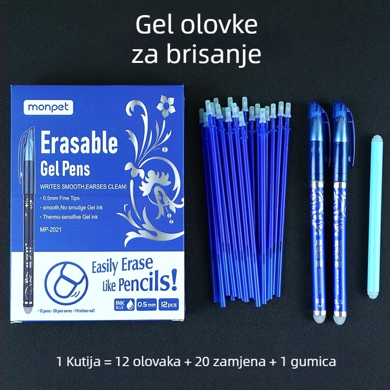 Kutijasti set termično izbrisivih olovaka s motivom porculana, marka Cute pai, plastično kućište, izbrisivo.