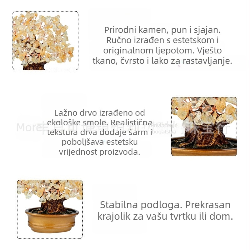 Kristalno stablo od ametista – ručna izrada, moderan stil, ukras za ured