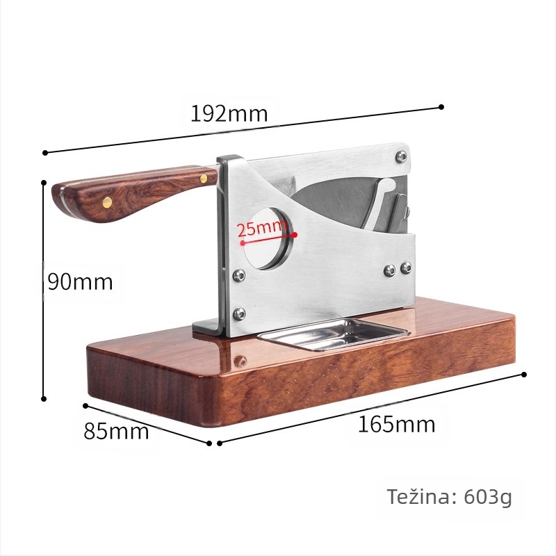 Gilotinski rezač cigareta, stolna verzija, oštrica od nehrđajućeg čelika, baza od ružinog drveta, cookbool