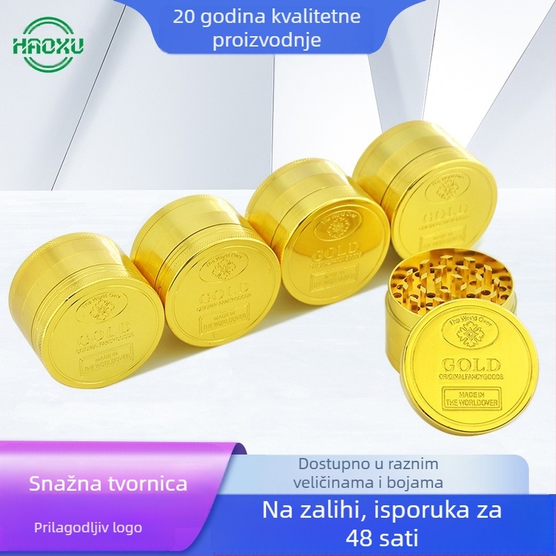 HX metalni mlinač za duhan s četiri sloja od cinkove legure, s prilagođenim logotipom, pakiranje 144 komada